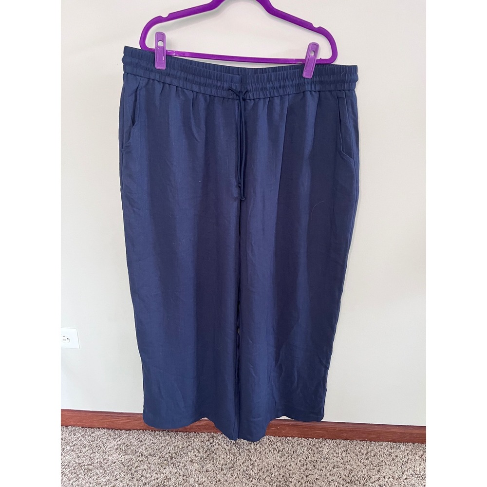 Halara Navy Blue Wide Leg Drawstring Pants Viscose Blend Plus Size 2X Regular